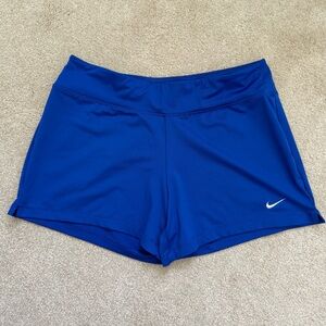 Nike Women's Dri-Fit Spandex Shorts Cobalt Blue Performance Running Shorts L